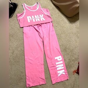 GOOD condition LG PINK lounge set- Racerback Tank & Heritage Fleece Sweatpant